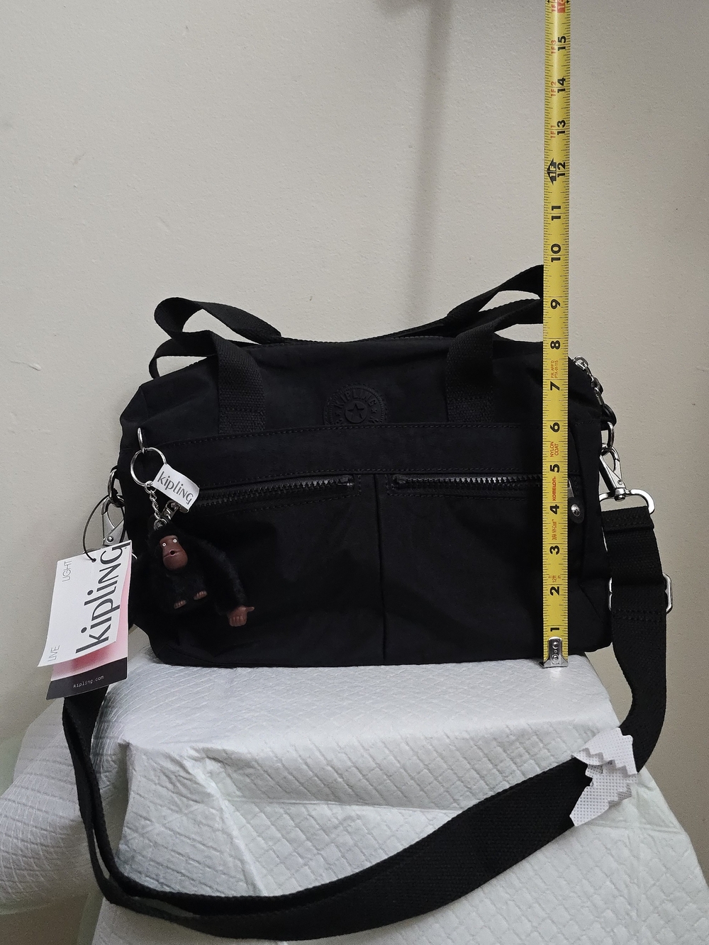 Kipling Black Compact Crossbody Bag with Monkey Charm - Picture 2 of 4